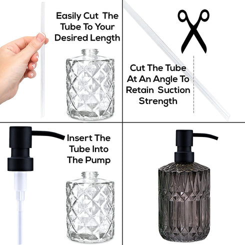 Black Soap Dispenser Pump Replacement, Matte 304 Stainless Steel Hand Soap and Lotion Dispenser for Glass Bottles