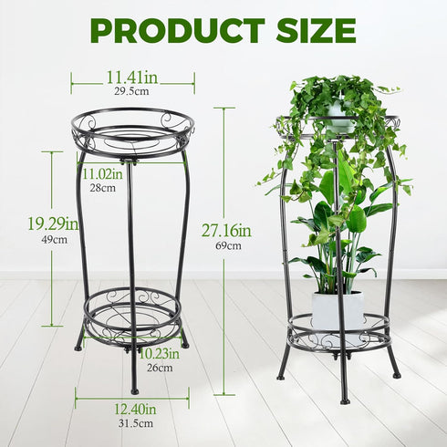 2 27" Plant Stand Indoor Outdoor Tier Tall Metal Potted Holder Rack Flower Pot Stand Heavy Duty Plant Shelf Rustproof