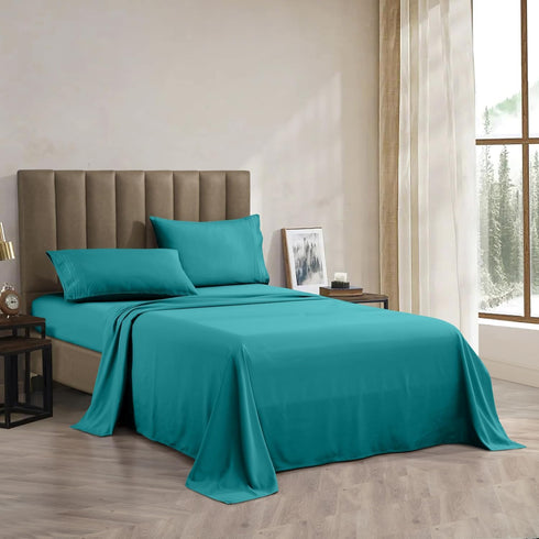 Premium 4-Piece Microfiber Sheet Set, 1800 Hotel Quality, Turquoise, Full, 16 Inch Deep Pocket, Ultra Soft Bedding