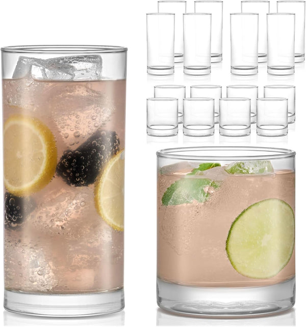Libbey Province Tumbler and Rocks Glass Set, Elegant Drinkware Glasses Set, Dishwasher