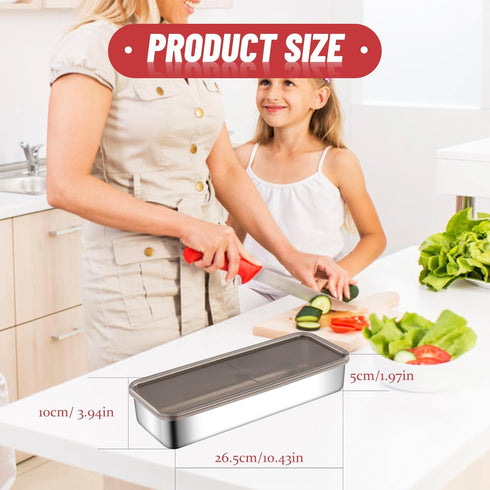 2 Pack Bacon Keeper Container, Cheese Container for Fridge,Lunch Meat Container for Refrigerator, Stainless Steel Deli Containers,Fridge Organizers and Storage with Lids Stackable (Bacon)