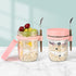 KAIZHOUZHOU 16oz (Pink-2Pcs) Glass Mason Overnight Oats Jars, Cereal, Yogurt, Salad Lunch,Glass Overnight Oats