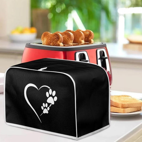 Dog Paw Heart 4 Slice Toaster Covers, Multicolor Kitchen Accessories for Dust and Fingerprint Protection