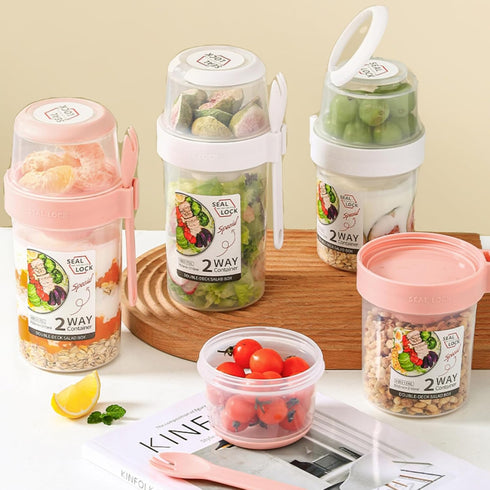 daasigwaa Jar(Pink,29.5oz) Breakfast On The Go Cups, Salad Cup To Go, Take And Go Yogurt Cereal Overnight Oats Snack