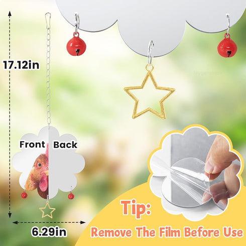 Chicken Mirror Toy for Coop Hens Chicks Hanging Accessories with Bell