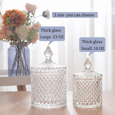 2 Pack rejomiik Qtip Holder Glass Apothecary Jars with Lid Bathroom Accessories Vanity Organizers and Makeup Storage