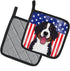Caroline's Treasures American Flag and Bernese Mountain Dog Pot Holders, Heat Resistant Kitchen Set, 7 1/2 x 7 1/2