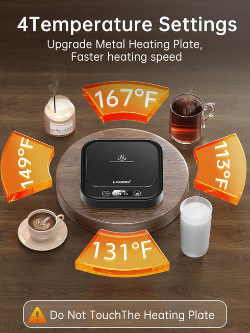 40W 4 Settings, LAOION Mug Warmer - Coffee Cup Warmer for Desk with Auto Shut Off, Smart Electric Candle Warmer