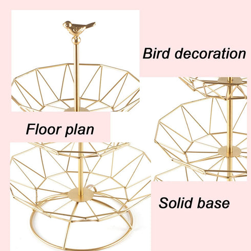 Wrought Iron 3 Tier Fruit Tray, Serving Tray for Fruits, Desserts, Candy Buffet Plates for Family Dinner