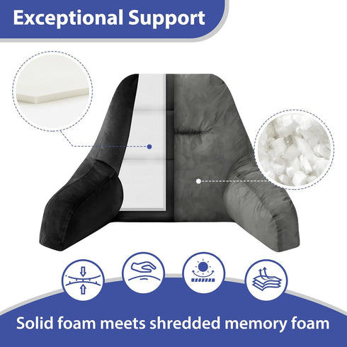 24in, IASEAHK Reading Pillows for Sitting in Bed Adult, Back Pillow for Bed Sitting Up, Backrest Pillows with Shredded