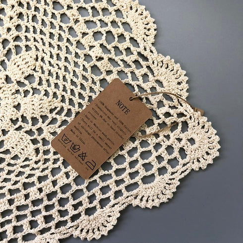 KEPSWET Sunflower Cotton Handmade Crochet Lace Rectangle Table Runner, Beige (14x60 inch)