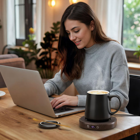 Set 4-Temperature Setting Coffee Mug Warmer & Mug for desk, Smart Auto Shut Off Electric Cup Warmer for Office & Home