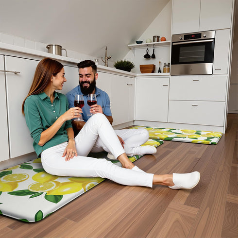 FYATHM Lemon Kitchen Mats for Floor Anti Fatigue Mats for Kitchen Floor Cushioned Non Skid Washable Memory Foam Kitchen