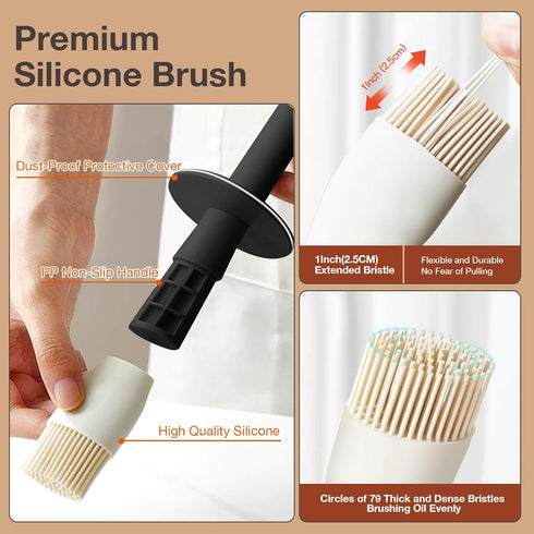 Oil Dispenser Bottle with Heat Resistant Brush, Glass Oil Container with Silicone Basting Brush for Cooking
