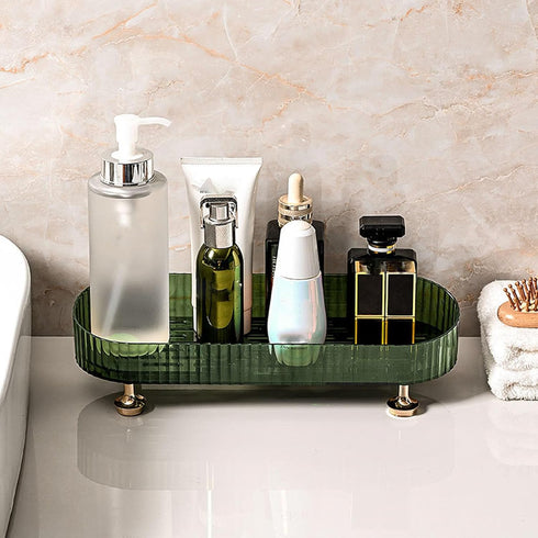 Small Bathroom Trays for Counter - Countertop Makeup Organizer Tray for Vanity, Clear Perfume and Cosmetics Tray