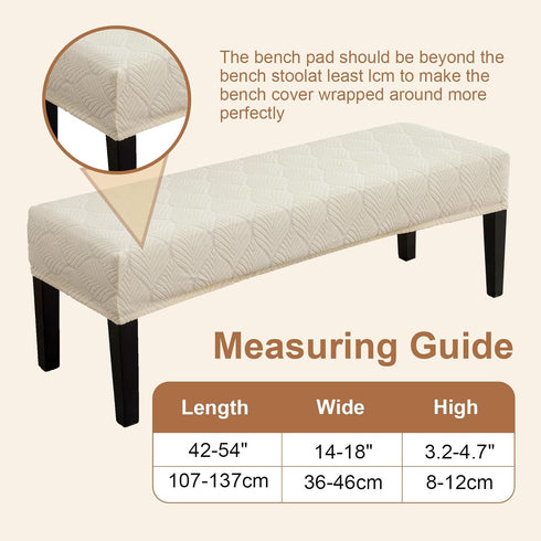 Genina Waterproof Dining Room Bench Covers, Stretch Jacquard Bench Seat Protector Cover, Rectangular Bench Cover