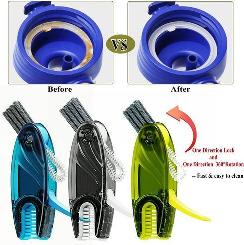 4 in 1 Cup Lid Cleaning Brush Set - Multifunctional Bottle Brush Cleaner with Mini Silicone Tools (3 Pcs)