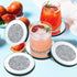 6 Set, 4 Inches Pcs Glass Mirrored Coasters for Drinks with Holder, Mckanti Crushed Diamond Coaster Silver Crystal Wine