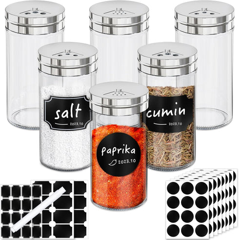 Segarty Glass Spice Jars Set, 6 Pack 4oz Clear Spice Jars with
