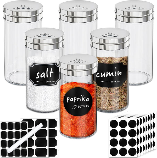 Segarty Glass Spice Jars Set, 6 Pack 4oz Clear Spice Jars with