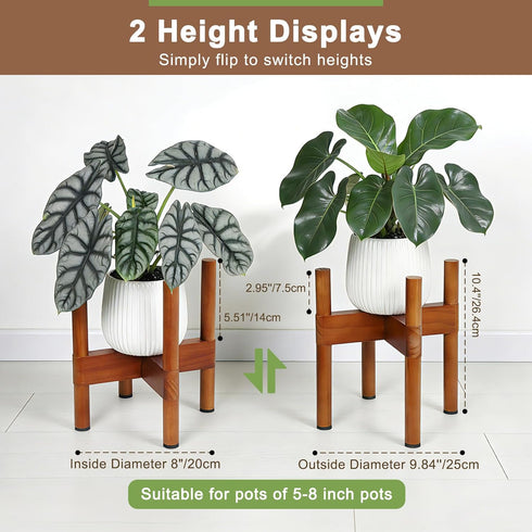 2 5-8 Inch Vigordream Plant Stand Indoor, Wood Plant Holder, Mid Century Modern Decor Tall Planter Stands, Height