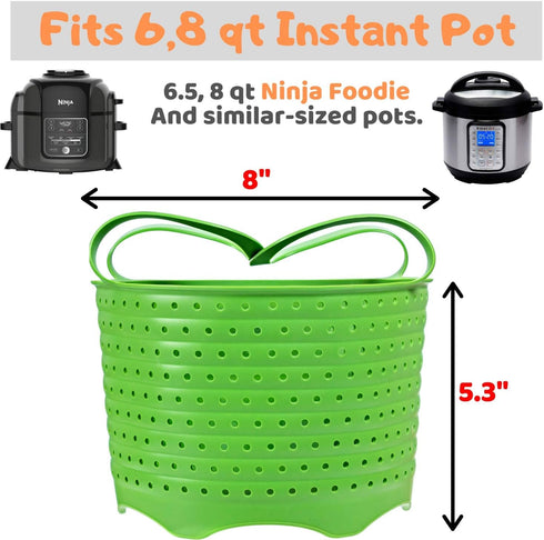 Silicone Steamer Basket, Foldable, Space-Saving, Fits 6, 8 Qt Instant Pot and Similar-Sized Pressure Cookers Accessories