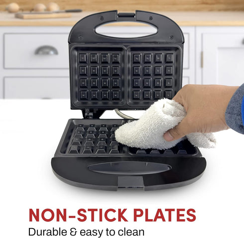 Elite Gourmet EWM-2207# Electric Non-Stick Belgian Waffle Maker, 2-Slice, Black, for Breakfast & Snacks