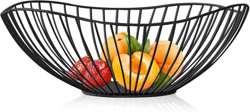 Metal Wire Fruit Basket, Black Kitchen Counter Fruit Holder, Storage Baskets for Home Decor