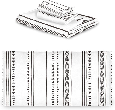 YOCIBIUT 3 Set,Microfiber Bathroom,1 Towel,1 Towel,1 Piece Black and White Boho Bath Towels Absorbent Geometric Chic