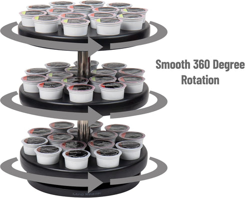 Mind Reader Single Serve Coffee Pod Carousel - 45 Pod Capacity, Countertop Organizer, 9.5" L x 9.5" W x 11.75" H (Black)