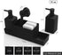 Set Kitchen Soap Dispenser with Sponge Holder for Sink Caddy, Hand Soap and Dish Soap Dispenser with Brush (Black)