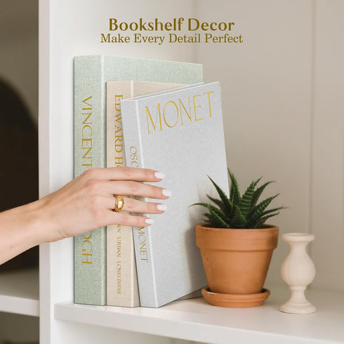 Comgrenwind Set 3 Modern Decorative Books, of Linen Fake Books Storage Box Decoration, Aesthetic Coffee Table