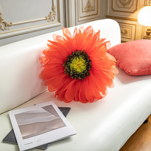 ELSKERJW 3D 12Inch Flower Throw Pillow Decorative Daisy Accent Pillows Handmade Cute Round Velvet Floral Cushion