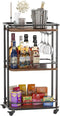 IBUYKE 3-Tier Home Bar Serving Cart,Kitchen Storage Carts with Wheels,11.79x15.72x33.01 inches,Rolling Mini