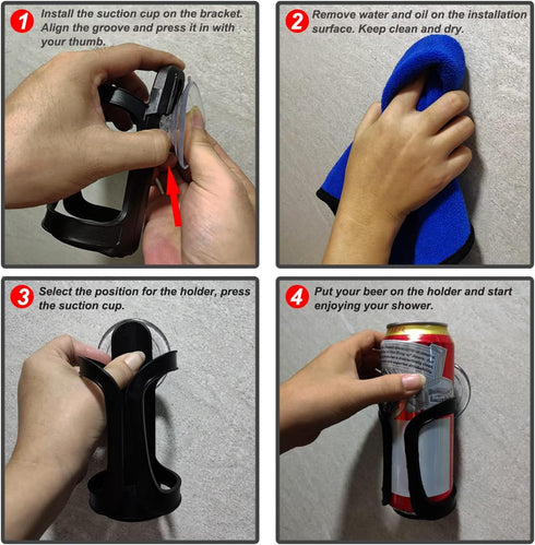 Beer Can Bottle Holder, Shower Drink Holder for Canned Beer, Wall Suction Up Holder, Shower Accessories