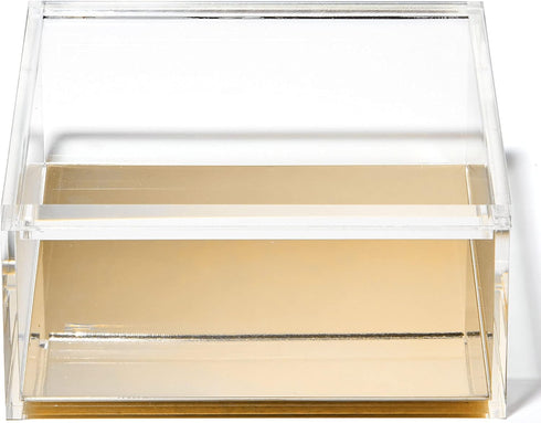 OfficeGoods Acrylic Desk Organizer w/Gold Base – Elegant Odds & Ends Box for Home or Office, Extra Large
