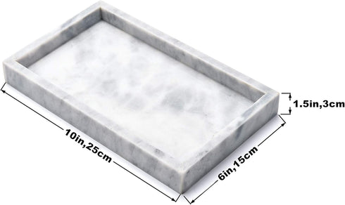 Noble Natural Marble Tray for Desktop, Kitchen, Vanity, Bathroom, Stone Organizer for Tissues, Candles, Soap (Cloud