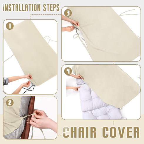 2 (Beige,44'' 21'') Tudomro Pcs Outdoor High Back Chair Cushion Covers (Not Includes Cushion) Waterproof Patio