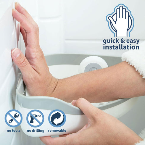 SlipX Solutions Patented Corner Shower Basket Caddy, Storage Organizer, Adjustable Power Lock Suction Cups, 2 Hooks, Holds up to 22 Pounds (White) by SlipX Solutions