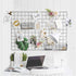 GBYAN 2 Pack Wire Wall Grid Panels with Lights and Clips, Large Photo Board for Home, Office Room Decoration