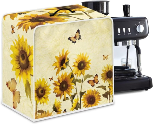 Lightweight Sunflower Butterfly Coffee Maker Cover with Top Handle, Dust Cover for Home Office to Keep Clean