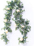 PARTY JOY 6.56ft Eucalyptus Garland with 8 Champagne Roses, Lush Floral Greenery for Party Wedding Decor