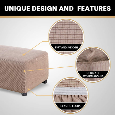 Stretch Ottoman Cover Ottoman Slipcovers Rectangle for Living Room Foot Stool Stretch Covers to Fit Ottoman Foot Rest