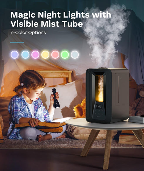6L 50H BREEZOME Humidifiers for Bedroom, Cool Mist Top Fill Humidifier with Aroma Diffuser, Humidistat, Night Light