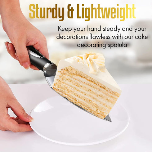 Cake Knife and Server Set, Non-Slip Swirl Grip Cake Cutter and Pie Spatula for Weddings and Parties