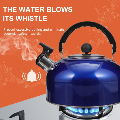 Amosfun Stove Top Whistling Tea Kettle, Stainless Steel Teakettle with Ergonomic Handle for Gas Induction Stovetops