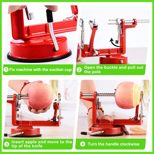 Apple Peeler Corer, Long lasting Chrome Cast Magnesium Alloy Apple Peeler Slicer Corer with Stainless Steel Blades