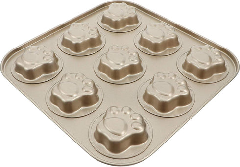 Luxshiny Round Cake Pans Muffin Pan, 9 Cup Cat Paw Shaped Non-stick Cupcake Baking Pan