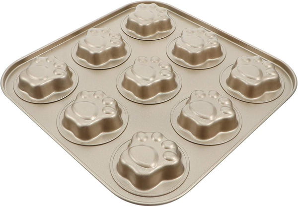 Luxshiny Round Cake Pans Muffin Pan, 9 Cup Cat Paw Shaped Non-stick Cupcake Baking Pan