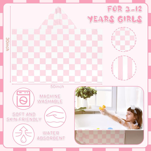 Mindsoft 2 50" 30" 3-12 Swimming 2 Pcs Kids Hooded Bath Towel x Soft Pink Hooded Beach Towels Absorbent Microfiber